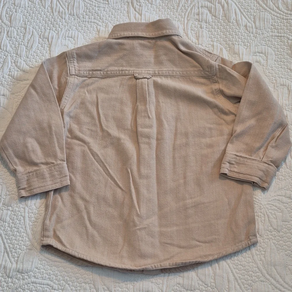 Janie and Jack boys 2T tan herringbone long sleeve button up shirt 2005 - Picture 3 of 5